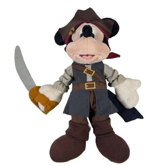 Disney Mickey Mouse Plush Jack Sparrow Pirates of the Caribbean Stuffed Doll 14" - Picture 9 of 12